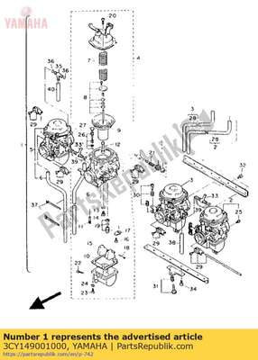 Conjunto de carburador 3CY149001000 Yamaha