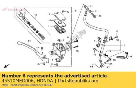 Cylinder sub assy., fr. brake master (nissin) 45510MEG006 Honda