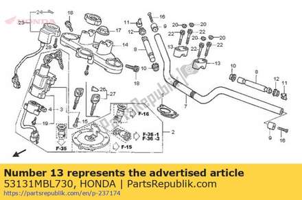 Holder, handle pipe upper 53131MBL730 Honda