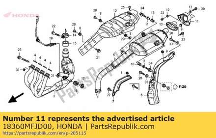Cover comp., muffler rr. 18360MFJD00 Honda