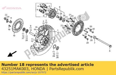 Disk, rr. brake 43251MAK003 Honda