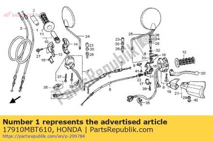 Cable comp. a, throttle 17910MBT610 Honda