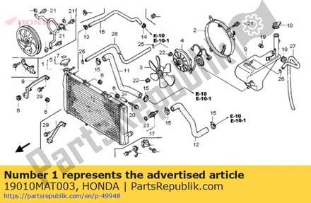 Radiator comp. 19010MAT003 Honda