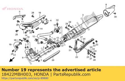 Cover, rr. ex. pipe 18422MBH003 Honda