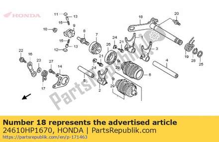 Spindle comp., gearshift 24610HP1670 Honda