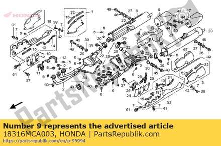 Piece, r. tail 18316MCA003 Honda