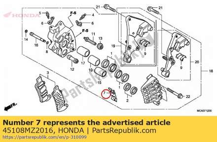 Lente, pad 45108MZ2016 Honda