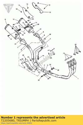 Exhaust header assembly T2205680 Triumph