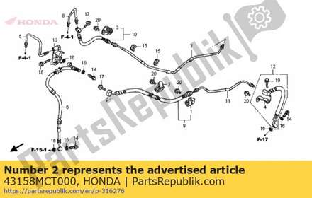 Clip, rr. brake hose 43158MCT000 Honda