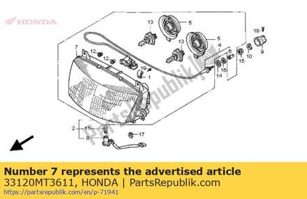 Headlight unit 33120MT3611 Honda