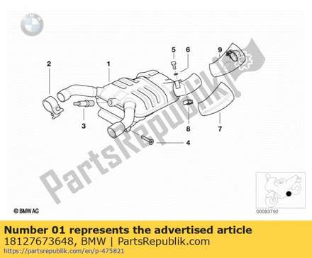 Front muffler (to 06/2000) 18127673648 BMW