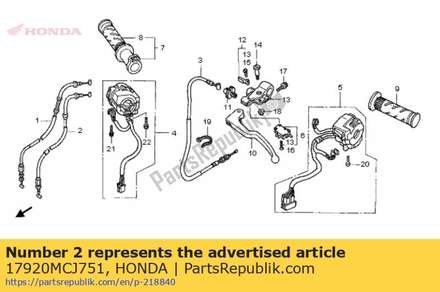 Cable comp. b, throttle 17920MCJ751 Honda