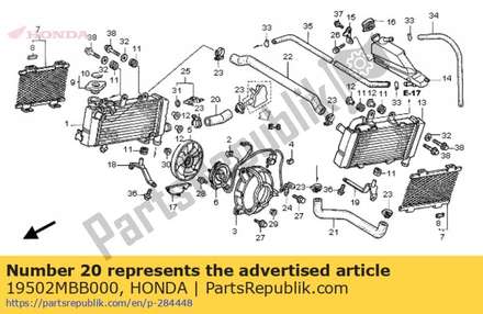 Hose, r. radiator 19502MBB000 Honda