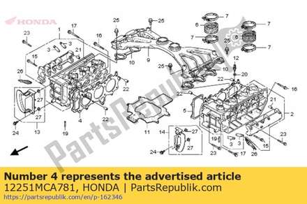 Gasket, r. cylinder head 12251MCA781 Honda