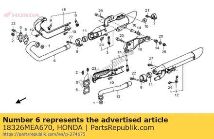 Holder, ex. pipe cover 18326MEA670 Honda