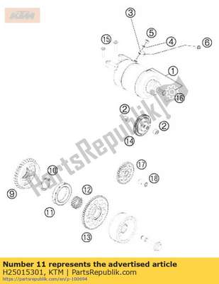 Free wheel clutch mechanism 97 H25015301 KTM