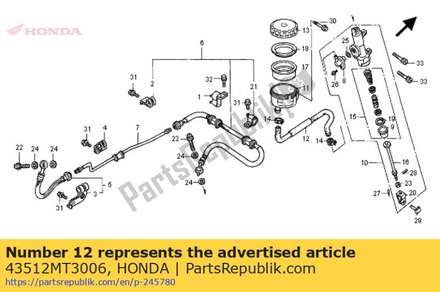 Hose, master cylinder 43512MT3006 Honda