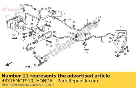 Pipe f, rr. brake 43316MCT910 Honda