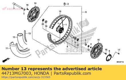 Flap, tire(bridgestone) 44713MG7003 Honda