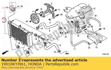 Radiator comp. 19010KYJ961 Honda