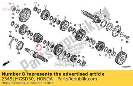 Gear, mainshaft third & fourth (22t/25t) 23451MGSD30 Honda