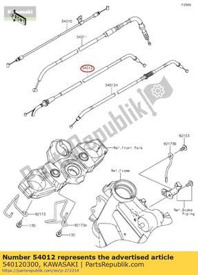Cable-throttle,opening kle650c 540120300 Kawasaki