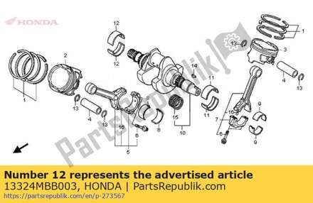 Bearing b, crankshaft r. 13324MBB003 Honda