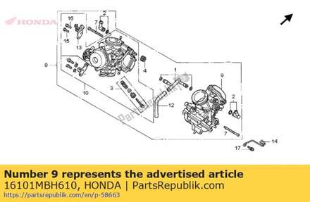 Carburetor assy f 16101MBH610 Honda