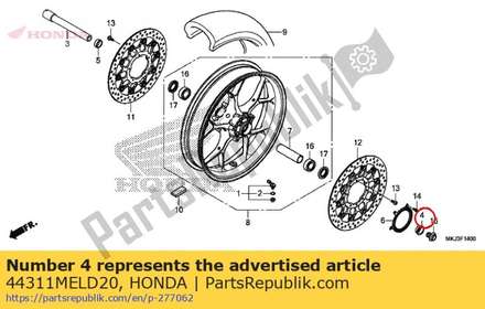 Collar, r. fr. wheel side 44311MELD20 Honda