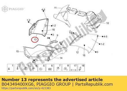Rechts lat. fairing B04349400XG6 Piaggio Group