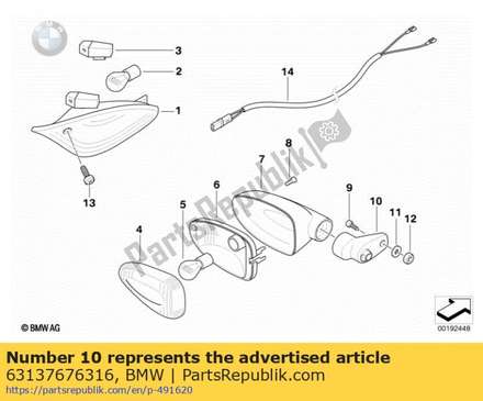 Holder for turn signal lamp 63137676316 BMW