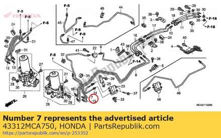 Main pipe d, rr. brake 43312MCA750 Honda