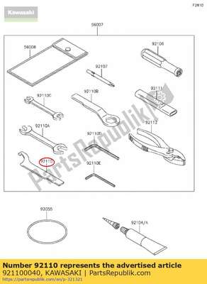 Tool-wrench,hook ex250k8f 921100040 Kawasaki