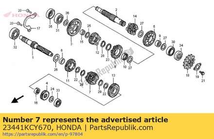 Gear, mainshaft third (20t) 23441KCY670 Honda
