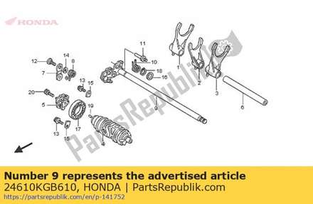 Spindle comp., gearshift 24610KGB610 Honda