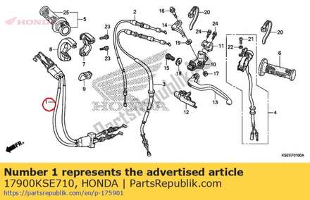Cable comp., throttle 17900KSE710 Honda