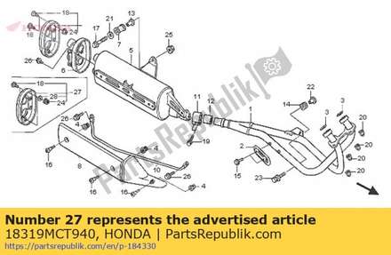 Cover assy., muffler tail 18319MCT940 Honda