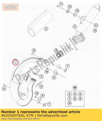 Exhaust pipe cpl. 46305007000 KTM