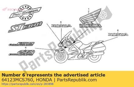Emblem (honda) 64123MCS760 Honda