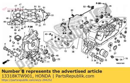 Bearing g, crankshaft r. side (brown/brown)(o.s.) 13318KTW901 Honda
