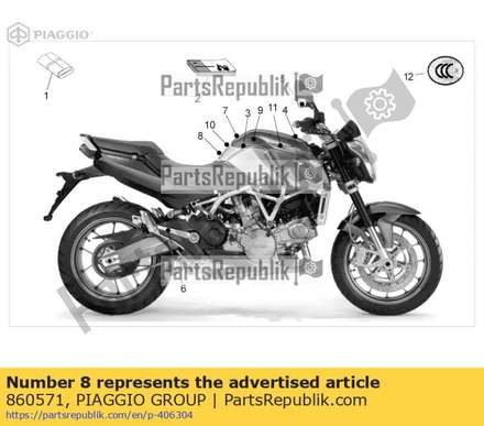 Sticker voor emissiebeperking 860571 Piaggio Group