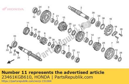 Gear, mainshaft fourth(23t) 23461KGB610 Honda