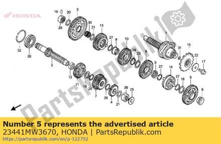 Gear, countershaft second 23441MW3670 Honda