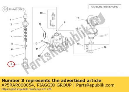 Válvula AP5RAR000054 Piaggio Group
