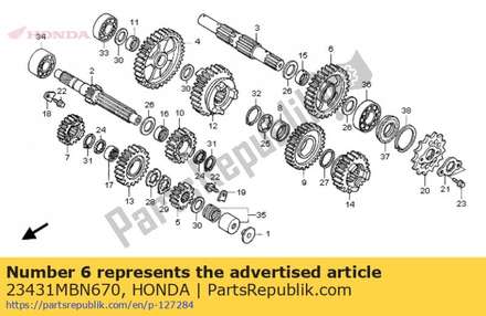 Gear, countershaft second (34t) 23431MBN670 Honda