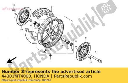 Axle, fr. wheel 44301MT4000 Honda