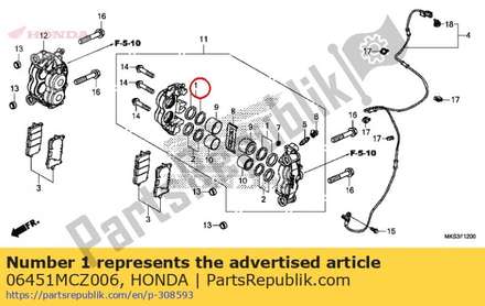 Seal set, piston 06451MCZ006 Honda