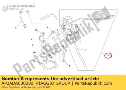 Carburateur met verwarming AP2ADA000080 Piaggio Group
