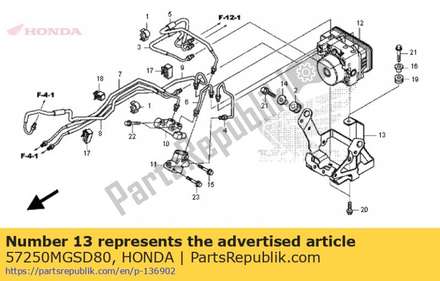 Bracket comp., modulator 57250MGSD80 Honda