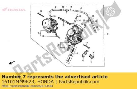 Conjunto de carburador 16101MM9623 Honda